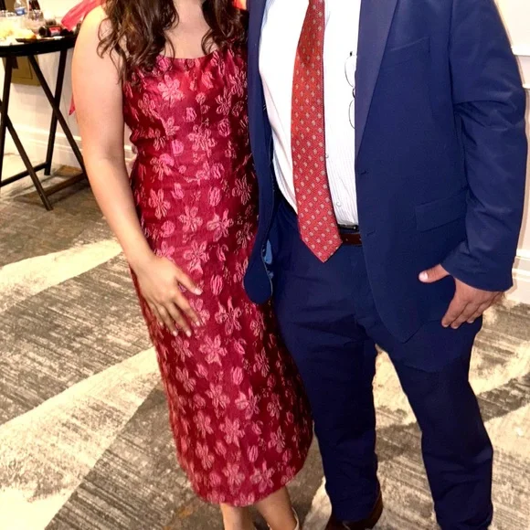 Lulu's Magenta Floral Jacquard Midi Dress - Picture 7 of 10